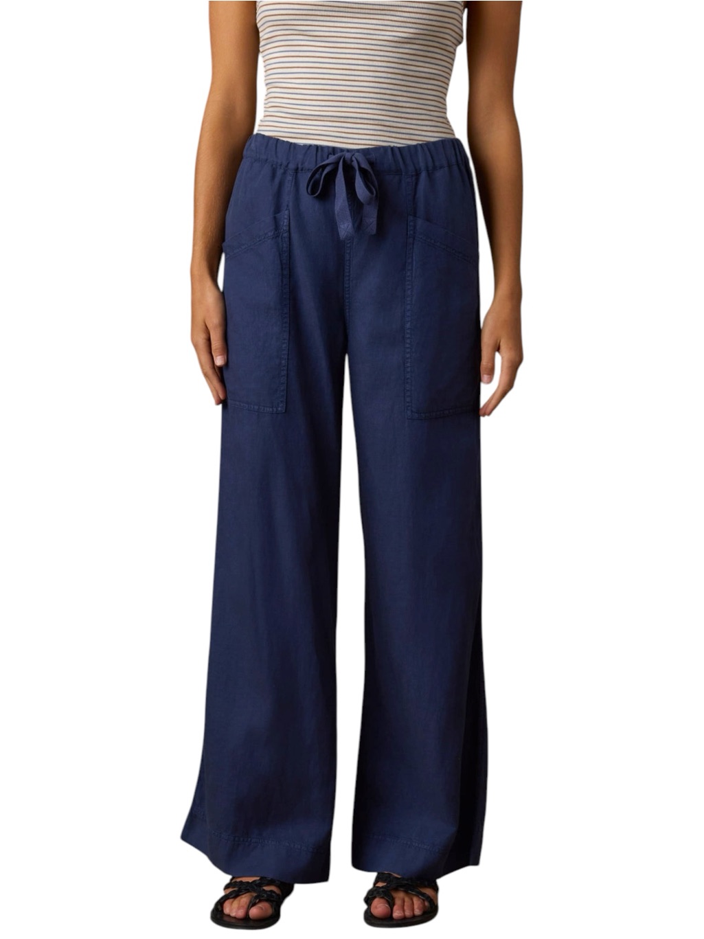 Nwt Faherty Topanga Drape Linen Blend Relaxed Pant Size Small - Spellbound Blue